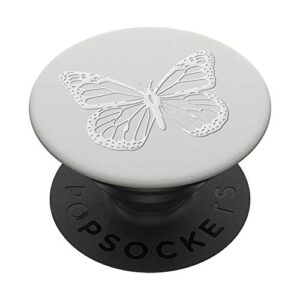 white butterfly phone grip on light silver popsockets swappable popgrip