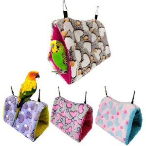 POPETPOP Birds Hammock Bird Hanging Bed Plush Bird House Birds Hut Hideaway for Parrot Macaw Budgies Parakeet Cockatiels Lovebird