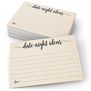 321done date night ideas (50 cards) 4" x 6" for wedding, anniversary, bridal shower game - large rustic kraft tan - made in usa