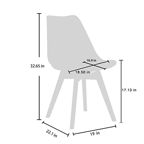 CangLong Mid Century Modern DSW Side Chair with Wood Legs for Kitchen, Living Dining Room, Pack of 1, White