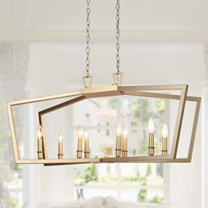 ksana gold chandelier, modern 8 lights metal light fixture for dining room and kitchen island