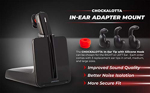 CHOCKALOTTA in-Ear Tip with Silicone Hook Compatible with Plantronics Poly CS540 / W440 / W740 / WH500 Headsets (1-Pack Adapter + 3 Pcs Left S/M/L Ear Tips)