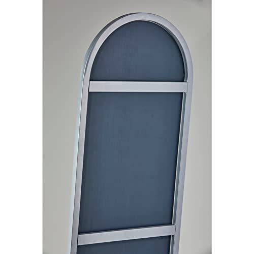 Adesso Adeline Full Length Simple, Modern Rounded Floor Mirror with Silver Folding Frame,Black