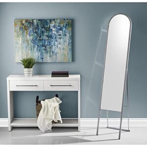 Adesso Adeline Full Length Simple, Modern Rounded Floor Mirror with Silver Folding Frame,Black