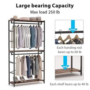 Tribesigns 86 inches Double Rod Closet Organizer, Freestanding 3 Tiers Shelves Clothes Garment Racks, Large Heavy Duty Clothing Storage Shelving Unit for Bedroom Laundry Room