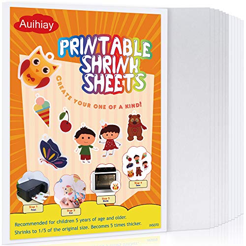 Auihiay 12 Pieces Printable Shrink Plastic Sheets, Shrink Films Papers for Mothers Day Gifts Kids Creative Craft, 6 White and 6 Semitransparent, 8.3 x 11.6 inch / 21 x 29.5 cm