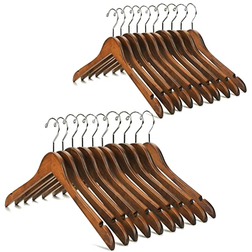 Nature Smile 20 Pack High Grade Lotus Wooden Hangers Wood Shirt Hangers,Dress Coat Jacket Clothes Hangers,with Extra Smooth Finish, 360 Degree Swivel Hook(Retro)