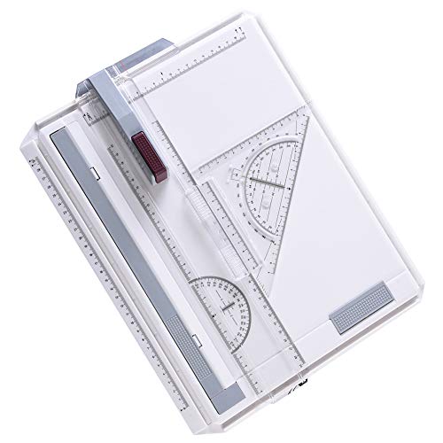 A4 Drawing Board Set, Adjustable Angle Drafting Tables with T-shaped Square Rulers/Triangular Board/Angle Ruler, Multi-function Drawing Board Tool for Student Engineer Architect