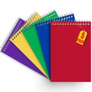 1intheoffice wirebound memo pads, 4" x 6", college, assorted, 50 sheets/pad, (5 pads)