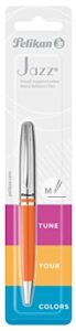 pelikan jazz classic ballpoint pen, medium nib, blue ink refill included, metal, orange, blister card, 1 each (815062)