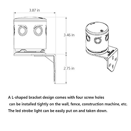 Aolyty Solar Warning Strobe Light L-Shaped Bracket 360 Degree Outdoor IP48 Waterproof Light Operated Automatically On Save Power for Traffic Cone Construction Light Control Flashing (Blue)