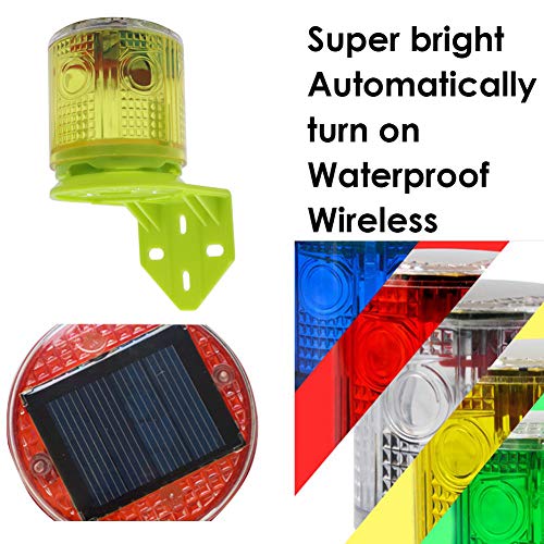 Aolyty Solar Warning Strobe Light L-Shaped Bracket 360 Degree Outdoor IP48 Waterproof Light Operated Automatically On Save Power for Traffic Cone Construction Light Control Flashing (Blue)