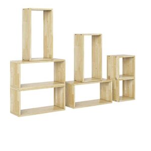 Domesis Modern 7 Block Wood Shelving Set in Natural