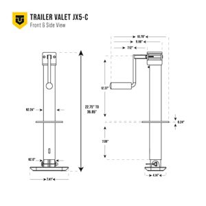 Trailer Valet JX5-C Center Mount Tongue Jack - Drill Powered, 5K Capacity
