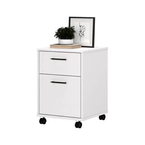 bush furniture key west rolling cabinet | cart for home office | 2 drawer file on wheels, 15.51"w x 15.75"d x 22.28"h, pure white oak