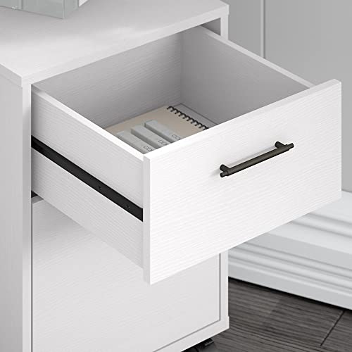 Bush Furniture Key West Rolling Cabinet | Cart for Home Office | 2 Drawer File on Wheels, 15.51"W x 15.75"D x 22.28"H, Pure White Oak