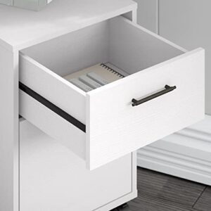 Bush Furniture Key West Rolling Cabinet | Cart for Home Office | 2 Drawer File on Wheels, 15.51"W x 15.75"D x 22.28"H, Pure White Oak