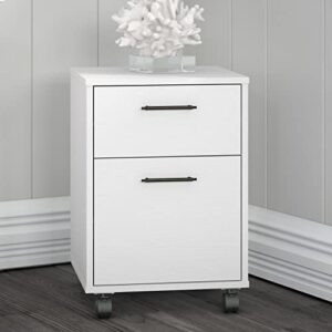 Bush Furniture Key West Rolling Cabinet | Cart for Home Office | 2 Drawer File on Wheels, 15.51"W x 15.75"D x 22.28"H, Pure White Oak