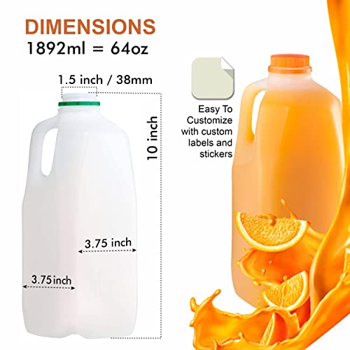 [150 PACK] Empty Plastic Juice Bottles with Tamper Evident Caps 64 OZ - Half Gallon, Smoothie Bottles - Ideal for Juices, Milk, Smoothies, Picnic's and even Meal Prep by EcoQuality Juice Containers