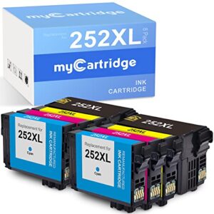 mycartridge remanufactured ink cartridge replacement for epson 252 252xl 252 xl t252 to use with wf-7710 wf-7110 wf-7210 wf-7720 wf-3640 wf-3620 wf-7620 (2 black 2 cyan 2 magenta 2 yellow, 8-pack)