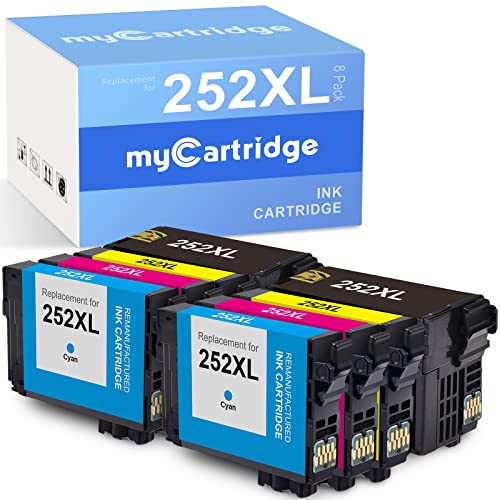MYCARTRIDGE Remanufactured Ink Cartridge Replacement for Epson 252 252XL 252 XL T252 to use with WF-7710 WF-7110 WF-7210 WF-7720 WF-3640 WF-3620 WF-7620 (2 Black 2 Cyan 2 Magenta 2 Yellow, 8-Pack)