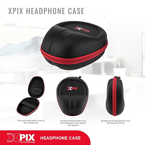 Xpix Full-Sized Hard Shell Shockproof Waterproof Headphone Case - Ultimate Protection - Universal Fits All Brands Headphones - for Storage and Travels