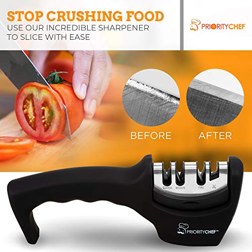 Heavy Duty 4 Stage Kitchen Knife Sharpener, Repair, Polish and Sharpen your Kitchen Knife Easily, Handheld Manual Knife Sharpeners for Kitchen Knives, Scissor Sharpener