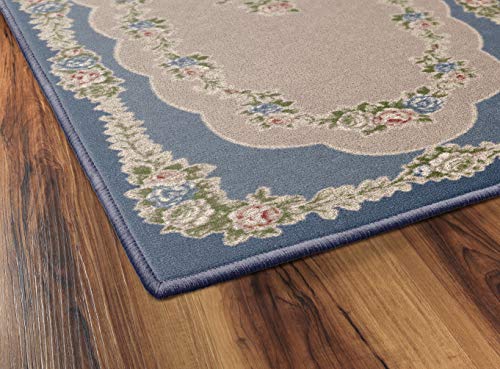 Brumlow MILLS Rosewood Traditional Floral Home Décor Area Rug for Living Room, Kitchen, Dining, Bedroom or Doorway Runner Rug, 22" x 60", Nantucket Blue