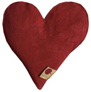 hot cherry heart-shaped cherry pit pillow (natural-dyed denim, gift wrapped in a pie box.) relaxes muscles, relieves pain, tummy cramps with moist heat, fha/hsa approved