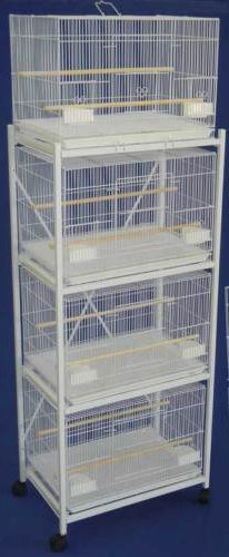 Mcage 4-Tiers Rolling Stand for 24"x16"x16"H Size Aviary Bird Fight Cages (White)