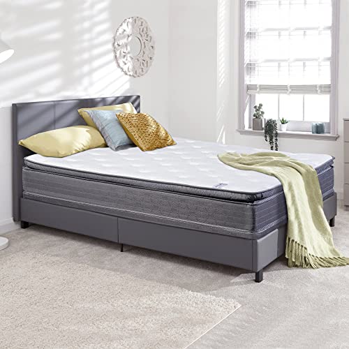 Nutan 13-Inch Foam Encased Soft Pillow Top Hybrid Contouring Comfort Innerspring Mattress and 8-Inch Wood Box Spring/Foundation Set,Queen