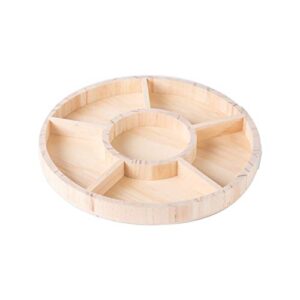 hammont round shaped wooden tray - 2 pack - 10”x1” - sectioned serving tray with six unique designed compartments