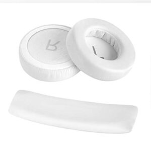 geekria earpad + headband compatible with akg k845bt, k845, k545, headphone replacement ear pad + headband pad/ear cushion + headband cushion repair parts suit (white)