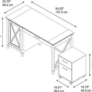 Bush Furniture Key West Computer Desk with Storage and 2 Drawer Mobile File Cabinet, 54W, Pure White Oak