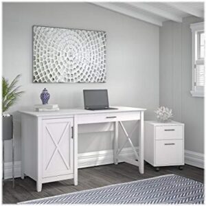 Bush Furniture Key West Computer Desk with Storage and 2 Drawer Mobile File Cabinet, 54W, Pure White Oak