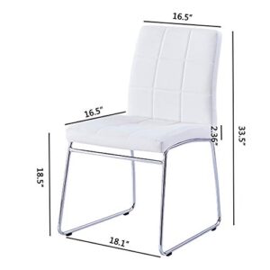 White Dining Chairs Set of 2 - Faux Leather Dining Chairs, Comfortable Modern Kitchen Chairs with Chrome Legs for Dining Room Chairs, Living Room, Bedroom, Waiting Room Chairs