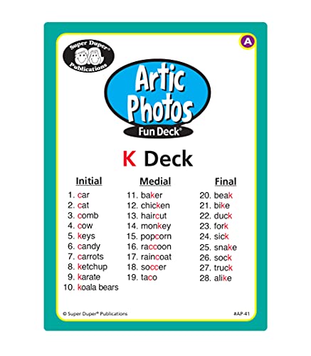 Super Duper Publications | Articulation Photos K Sound Fun Deck Flash Cards | Educational Learning Resource for Children