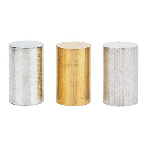 Iron Cubes 3-Piece Equal Length Cylinders, Brass, Iron, Aluminum for Use with Density, Specific Gravity Activities
