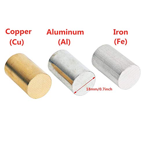 Iron Cubes 3-Piece Equal Length Cylinders, Brass, Iron, Aluminum for Use with Density, Specific Gravity Activities