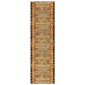 liora manne marina indoor outdoor rug - tribal design, comfortable & durable, power loomed, polypropylene material, uv stabilized, tribal stripe gold, 1'11" x 7'6"
