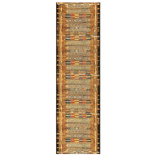 Liora Manne Marina Indoor Outdoor Rug - Tribal Design, Comfortable & Durable, Power Loomed, Polypropylene Material, UV Stabilized, Tribal Stripe Gold, 1'11" x 7'6"