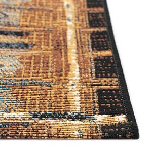 Liora Manne Marina Indoor Outdoor Rug - Tribal Design, Comfortable & Durable, Power Loomed, Polypropylene Material, UV Stabilized, Tribal Stripe Gold, 1'11" x 7'6"