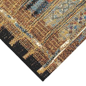 Liora Manne Marina Indoor Outdoor Rug - Tribal Design, Comfortable & Durable, Power Loomed, Polypropylene Material, UV Stabilized, Tribal Stripe Gold, 1'11" x 7'6"