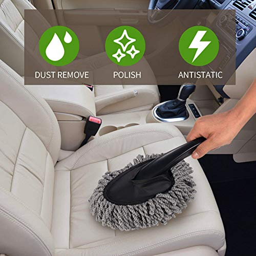 Emoly 2 Pack Super Soft Multi-Functional Car Dash Duster Interior & Exterior Cleaning Dirt Dust Clean Brush Dusting Tool Mop Gray Car Cleaning Products Tool (Gray)