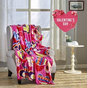 décor&more amor eterno be mine love collection heart ultra plush throw blanket (50" x 60") - neon hearts