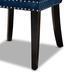 Baxton Studio Coby Modern Transitional Navy Blue Velvet Fabric Upholstered Espresso Finished 2-Piece Wood Dining Chair Set