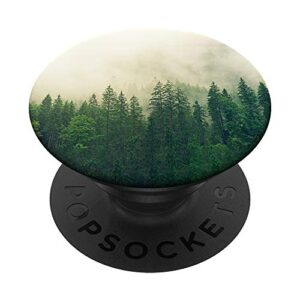 green forest with fog & leaves landscape for nature lovers popsockets popgrip: swappable grip for phones & tablets
