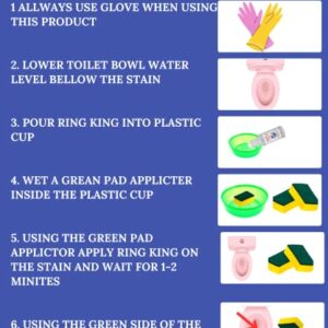 Ring King Toilet Ring Remover, Toilet Bowl Ring Cleaner, Multi-Surface Calcium stain, Water Stain, Rust stain, Red clay stain, Lime stain remover, Fast Acting No Scrubbing