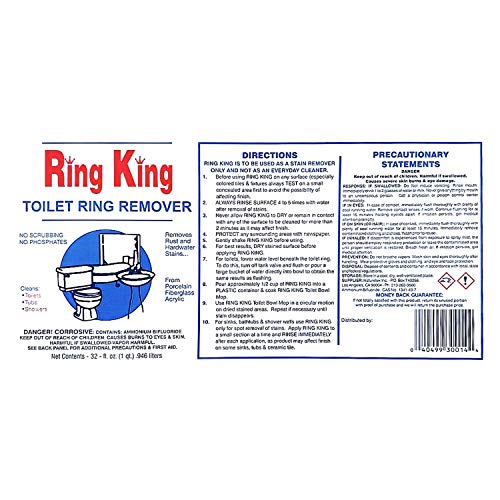 Ring King Toilet Ring Remover, Toilet Bowl Ring Cleaner, Multi-Surface Calcium stain, Water Stain, Rust stain, Red clay stain, Lime stain remover, Fast Acting No Scrubbing