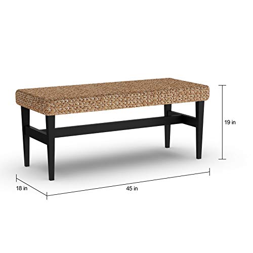 Unknown1 Black/Natural Water Hyacinth Bench Black Tan Solid Rustic Transitional Foam MDF Finish Wood